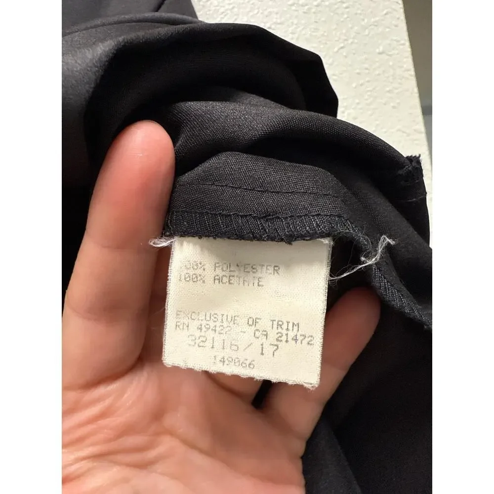 Vintage 80s Gunne Sax Black Maxi Revenge Dress White Bow V-Back Size 10 - Picture 10 of 10